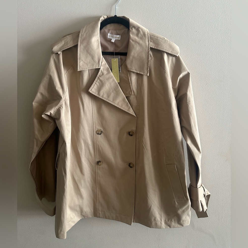 NWT Riley & James Classic Beige Trench Coat - Women Size XL